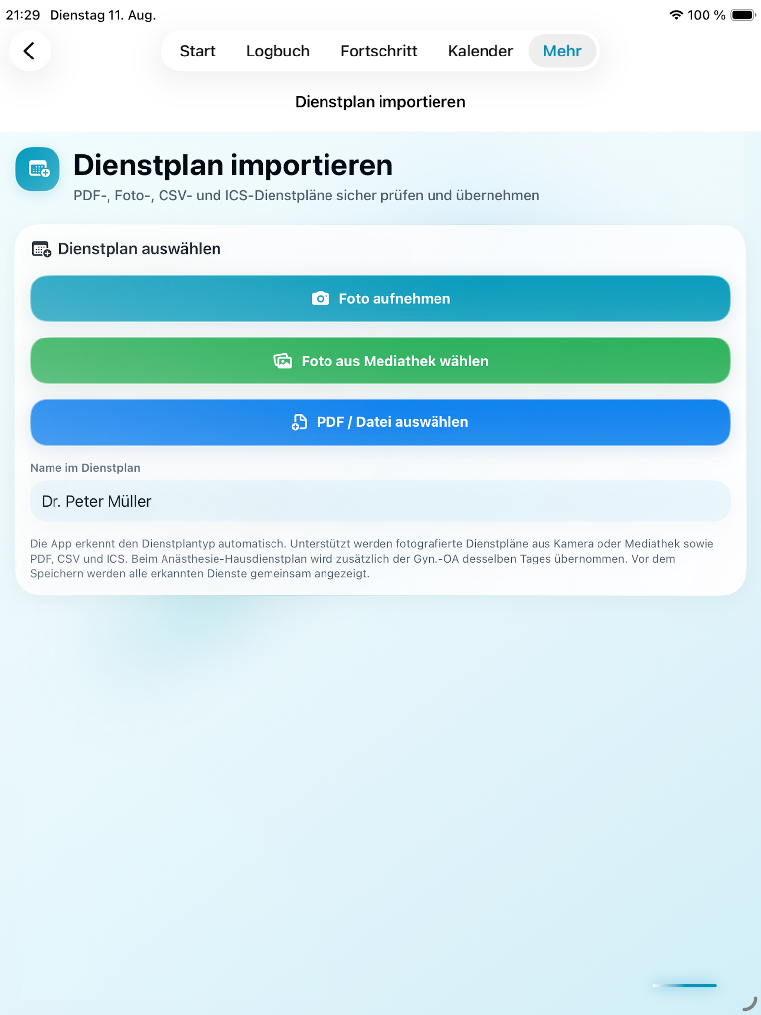 Dienstplan importieren