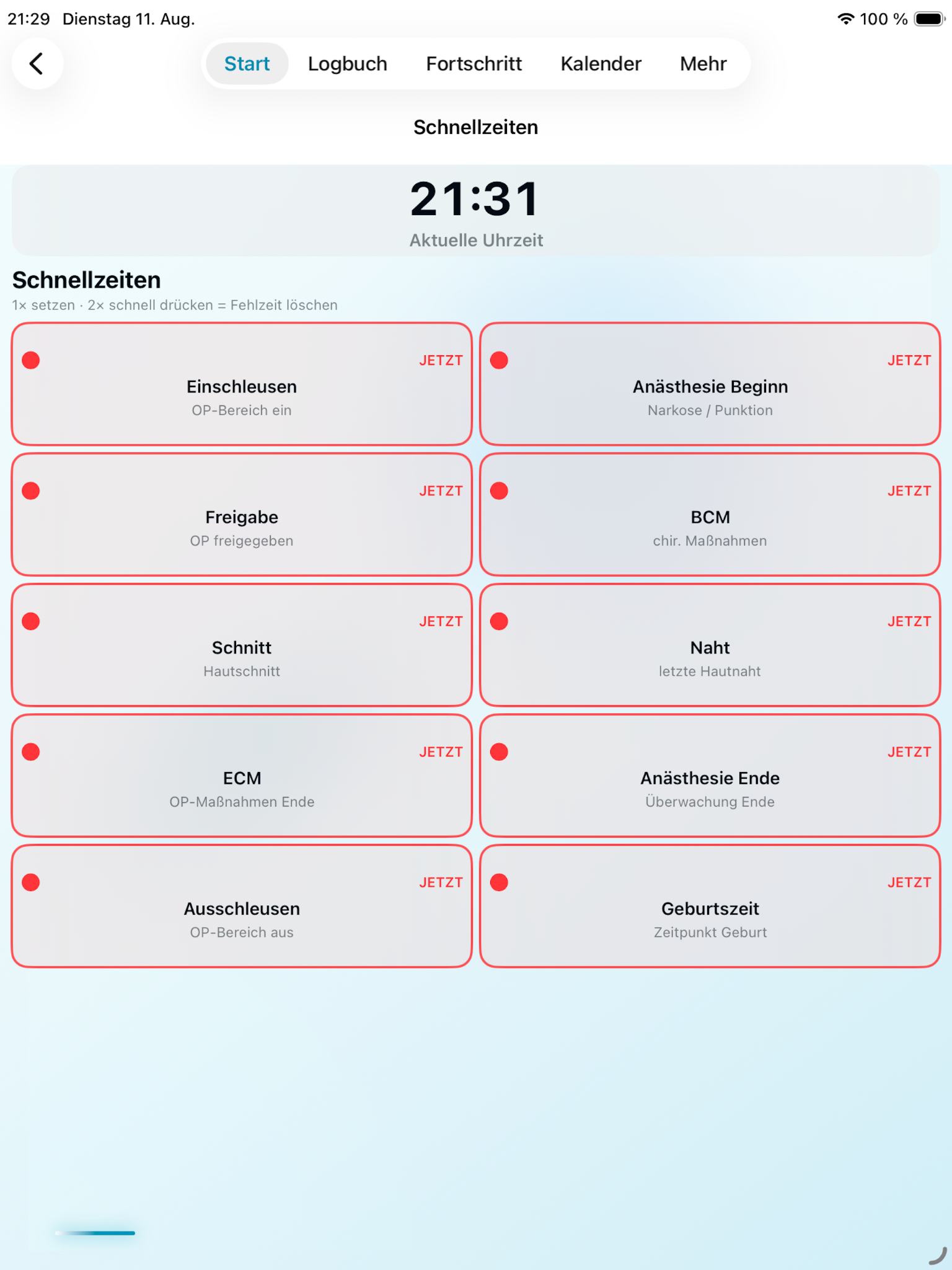 Schnellzeiten in der App